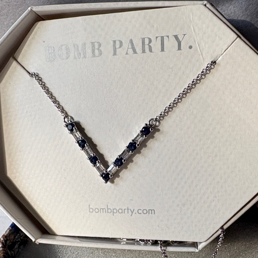 Bomb Party Silver and Black Gem Necklace